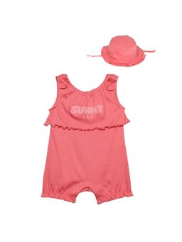 MINI KLUB - Red Cotton Regular Romper With Hat