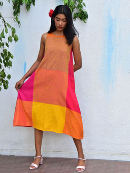 Chidiyaa - Rainbow Cafe Summer Skies Handwoven Cotton Dress