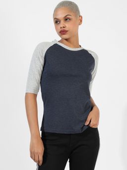 PINACOLADA - Women Navy Blue Colourblockeded Regular Fit Top