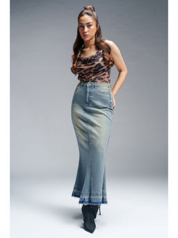 FREAKINS - Blue Retro Trail Denim Mermaid Skirt