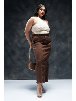 FREAKINS - Brown Espresso Curve Denim Carpenter Skirt