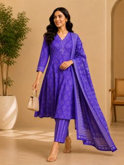 SILSELAH - Blue Women Printed Kurta with Pant and Dupatta