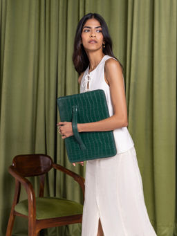 MIRAGGIO - Unisex Green Terry 14 Inches Laptop Sleeve (L)