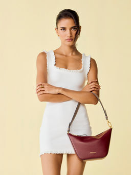 MIRAGGIO - Alina Wine Handbag with Detachable Strap