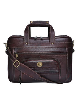 HiLEDER - Pure Leather 15.5 Inch Laptop Shoulder Messenger Bag For Men, Dark Brown