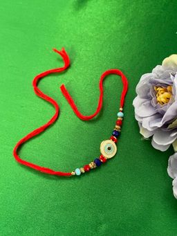Digital Dress Room - White Evil Eye Rakhi for Raksha Bandhan