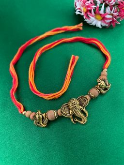 Digital Dress Room - Lord Ganesha with Chandan Beads Rakhi