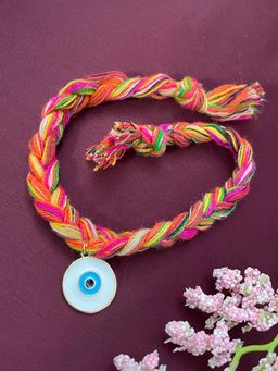 Digital Dress Room - White Evil Eye Rakhi for Raksha Bandhan