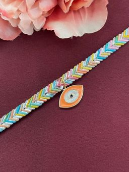 Digital Dress Room - Orange Evil Eye Rakhi for Raksha Bandhan