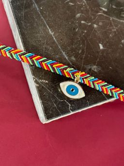 Digital Dress Room - White Evil Eye Rakhi for Raksha Bandhan