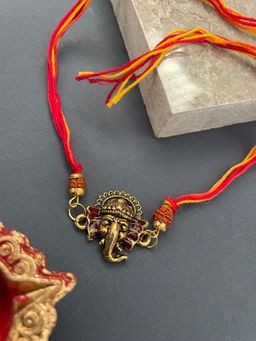 Digital Dress Room - Lord Ganesha & Rudraksha Rakhi Bracelet