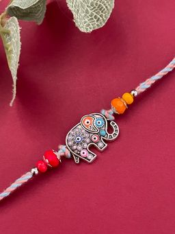 Digital Dress Room - Multicolor Evil Eye Elephant Rakhi