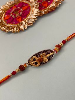Digital Dress Room - Trishul with Small Rudraksh Rakhi