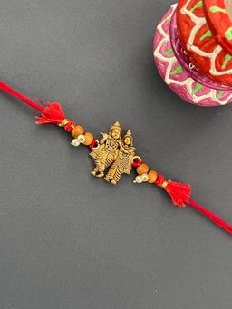 Digital Dress Room - Radha Krishna with Chandan Beads Rakhi