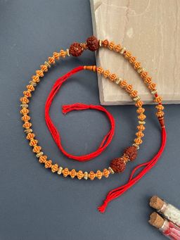 Digital Dress Room - Rudraksha with Wood Beads Rakhi