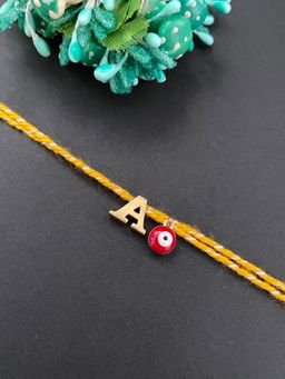 Digital Dress Room - Letter "A" Initial & Red Evil Eye Rakhi