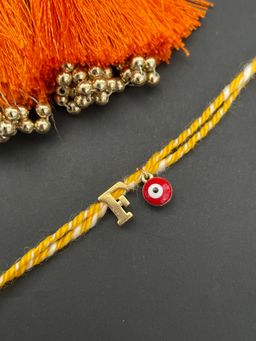 Digital Dress Room - Letter "F" Initial & Red Evil Eye Rakhi