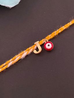 Digital Dress Room - Letter "J" Initial & Red Evil Eye Rakhi