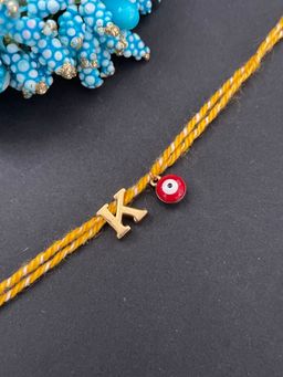 Digital Dress Room - Letter "K" Initial & Red Evil Eye Rakhi