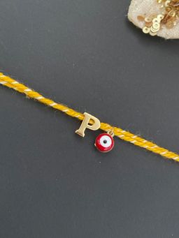 Digital Dress Room - Letter "P" Initial & Red Evil Eye Rakhi