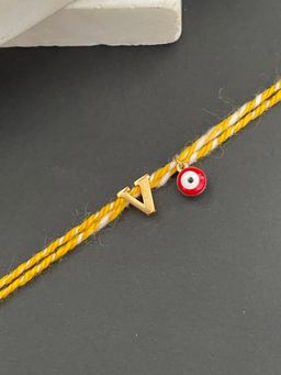 Digital Dress Room - Letter "V" Initial & Red Evil Eye Rakhi