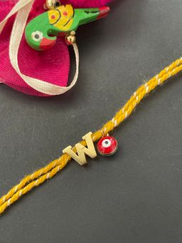 Digital Dress Room - Letter "W" Initial & Red Evil Eye Rakhi