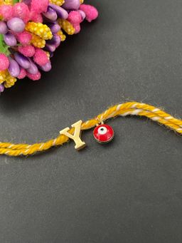 Digital Dress Room - Letter "Y" Initial & Red Evil Eye Rakhi