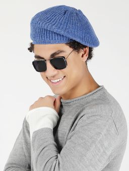 Bharatasya - Thick Wool Mens Beret Cap Blue