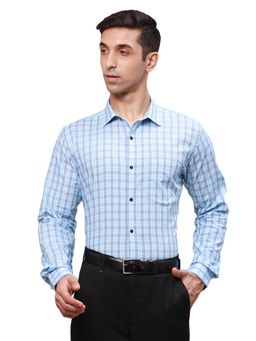 Park Avenue - Slim Fit Checkered Blue Shirt