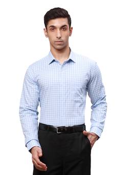 Park Avenue - Slim Fit Checkered Blue Shirt