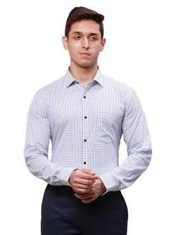 Park Avenue - Slim Fit Checkered Dark Blue Shirt