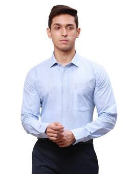 Park Avenue - Slim Fit Checkered Blue Shirt