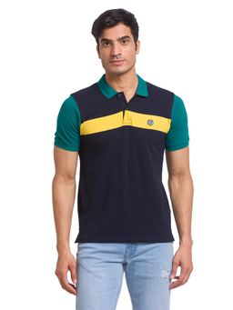 Parx - Regular Fit Yarn Dyed Dark Blue Polo T-Shirt