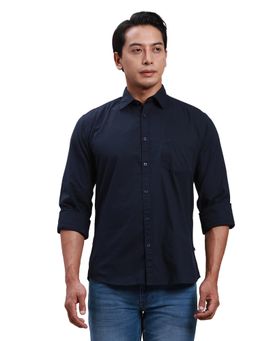 Parx - Slim Fit Solid Dark Blue Shirt