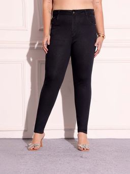 Miss Chase - A+ Curve Collection Plus Size Women's Black Skinny Fit Denim Jeans