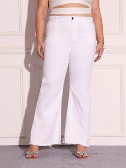 Miss Chase - A+ Curve Collection Plus Size Women's White Bootcut High Rise Denim Jeans
