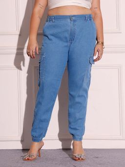 Miss Chase - A+ Curve Collection Plus Size Women's Light Blue High Rise Denim Jeans