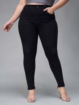 Miss Chase - A+ Curve Collection Plus Size Women's Black Skinny Fit Denim Jeans