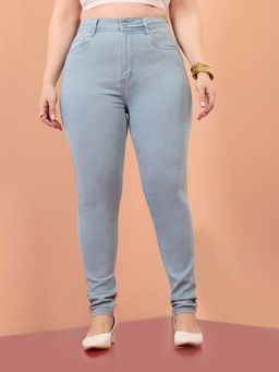 Miss Chase - A+ Curve Collection Plus Size Women's Light Blue Skinny Denim Jeans