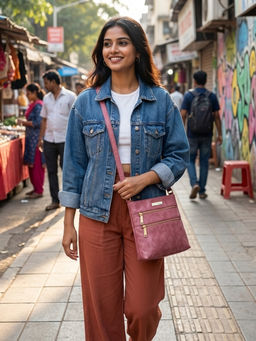 VISMIINTREND - Women Premium Vegan Leather Stylish Pink Sling Bag (M)