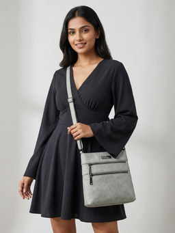 VISMIINTREND - Women Premium Vegan Leather Stylish Grey Sling Bag (M)