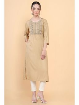 Soch - Women Beige Rayon Embellished/sequined Kurta
