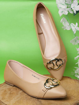 Bata - Women Beige Slip-On Ballerina