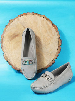 Bata Comfit - Women Grey Slip-On Loafers