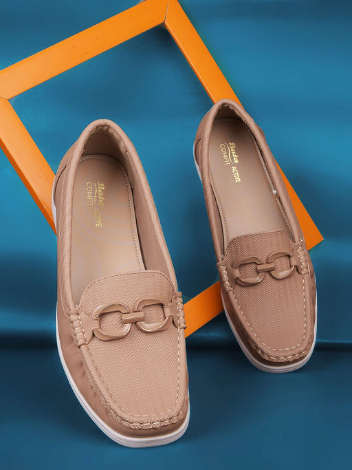 Buy Bata Comfit Women Beige Slip-On Loafers Online