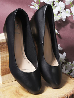 Bata - Women Black Slip-On Wedges