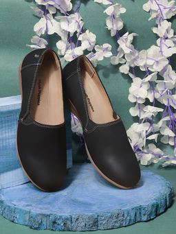 Hush Puppies - Women Black Slip-On Heeled Wedges