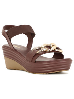 Bata - Women Brown Ankle Strap Wedges