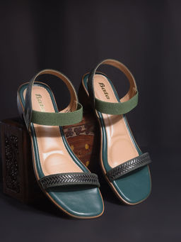 Bata - Women Green Slip-On Heel Sandals