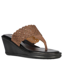 Bata - Women Brown Open Back Wedges